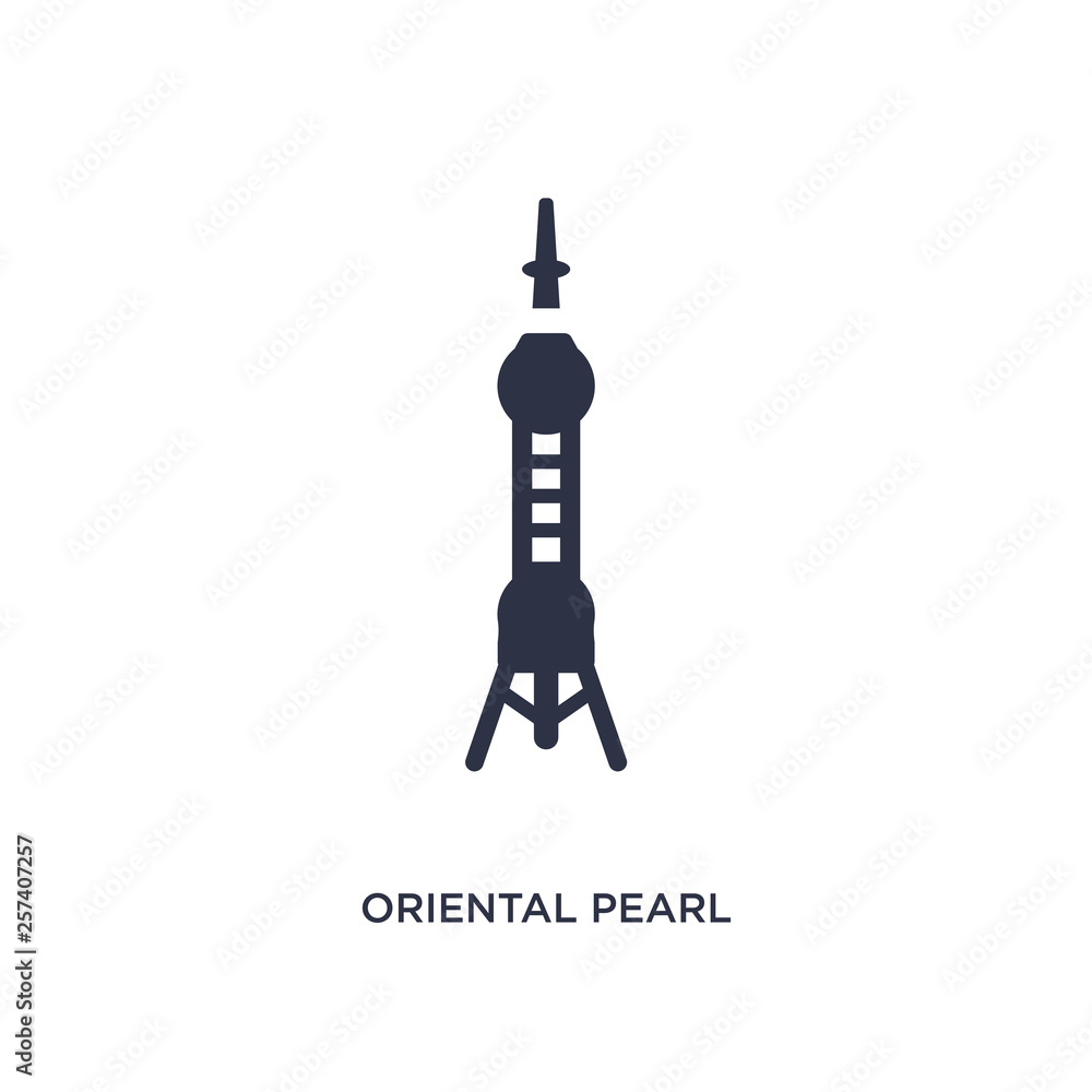 Fototapeta premium oriental pearl tower icon on white background. Simple element illustration from asian concept.