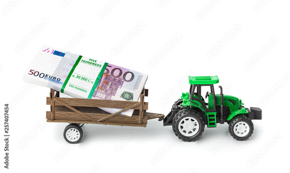 Toy tractor with money Toy tractor with money