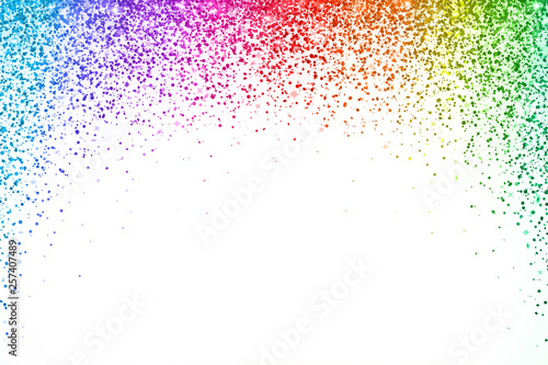Rainbow confetti on white background, arch shape. Vector