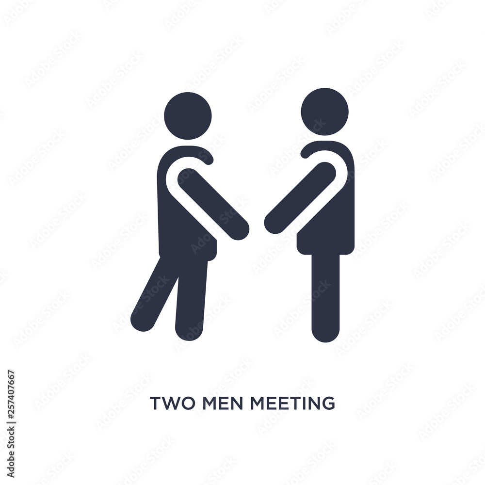 two men meeting icon on white background. Simple element illustration from behavior concept. two men meeting icon on white background. Simple element illustration from behavior concept.
