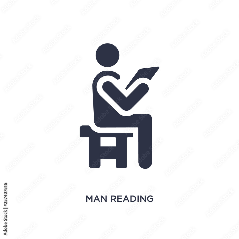 man reading newspaper icon on white background. Simple element illustration from behavior concept. man reading newspaper icon on white background. Simple element illustration from behavior concept.