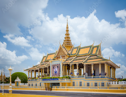 PHNOM PENH, CAMBODIA - 8 May 2014: the Royal Palace and King's residence main building in Phnom Penh, Cambodia. photo