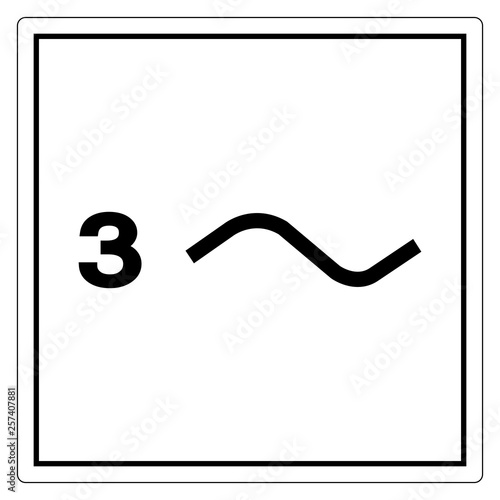 Three Phase Power Symbol Sign, Vector Illustration, Isolate On White Background Label. EPS10