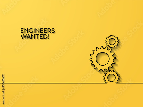 Business recruitment poster vector concept with engineering symbol. Symbol of career opportunity for engineers, in technology, industry, corporate organizations.