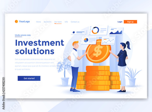 Flat Modern design of website template - Investment Solutions