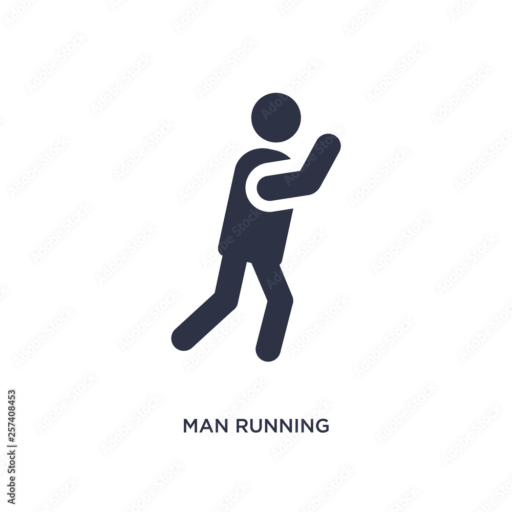 man running icon on white background. Simple element illustration from behavior concept. man running icon on white background. Simple element illustration from behavior concept.