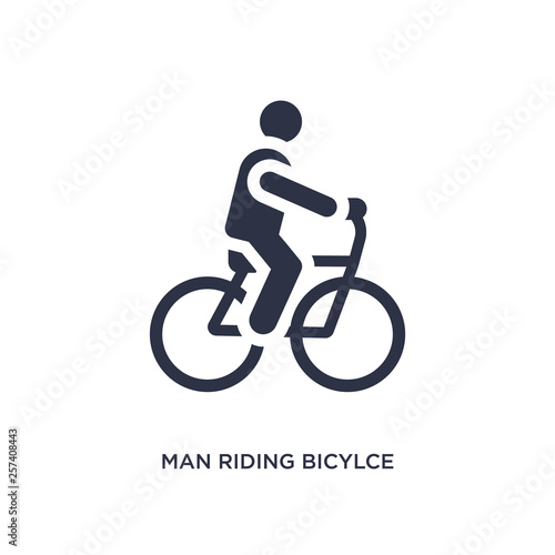 man riding bicylce icon on white background. Simple element illustration from behavior concept.