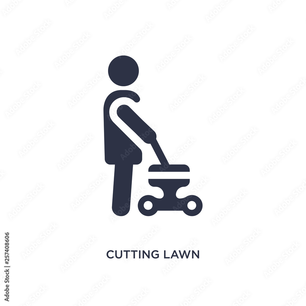 cutting lawn icon on white background. Simple element illustration from behavior concept.