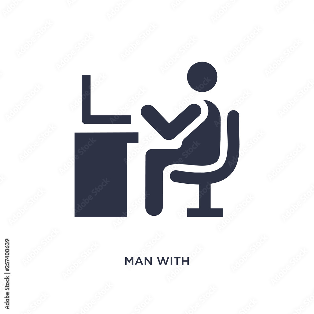 man with computer screen icon on white background. Simple element illustration from behavior concept.