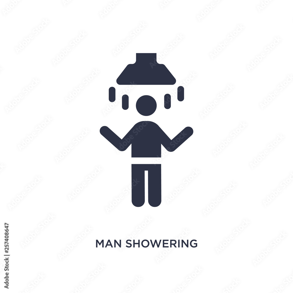 man showering icon on white background. Simple element illustration from behavior concept. man showering icon on white background. Simple element illustration from behavior concept.