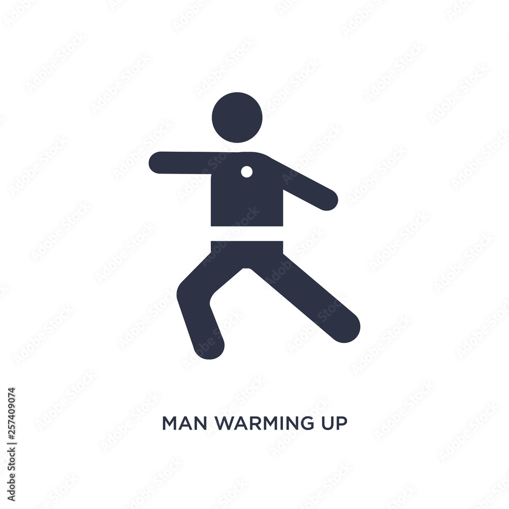 man warming up icon on white background. Simple element illustration from behavior concept. man warming up icon on white background. Simple element illustration from behavior concept.