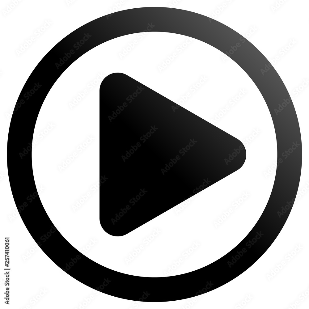 Play button icon - black classic gradient, isolated - vector Play button icon - black classic gradient, isolated - vector