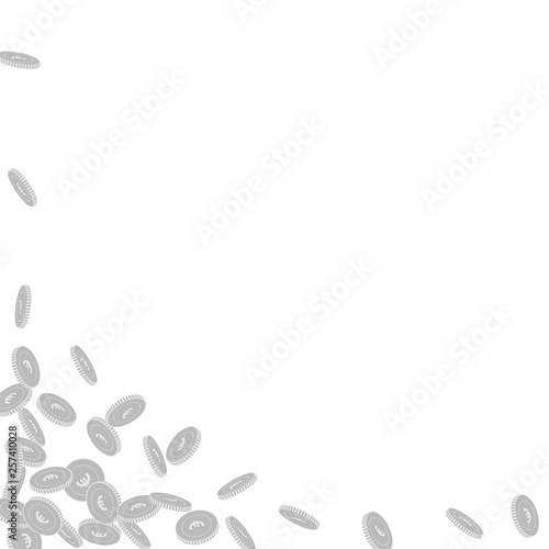 European Union Euro coins falling. Scattered black