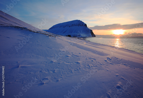 Coast of Istfjord on Svalbard