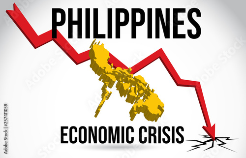 Philippines Map Financial Crisis Economic Collapse Market Crash Global Meltdown Vector.