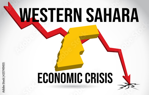 Western Sahara Map Financial Crisis Economic Collapse Market Crash Global Meltdown Vector.