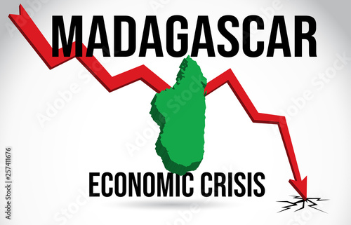 Madagascar Map Financial Crisis Economic Collapse Market Crash Global Meltdown Vector.