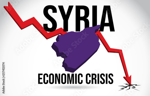 Syria Map Financial Crisis Economic Collapse Market Crash Global Meltdown Vector.
