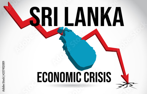 Sri Lanka Map Financial Crisis Economic Collapse Market Crash Global Meltdown Vector.