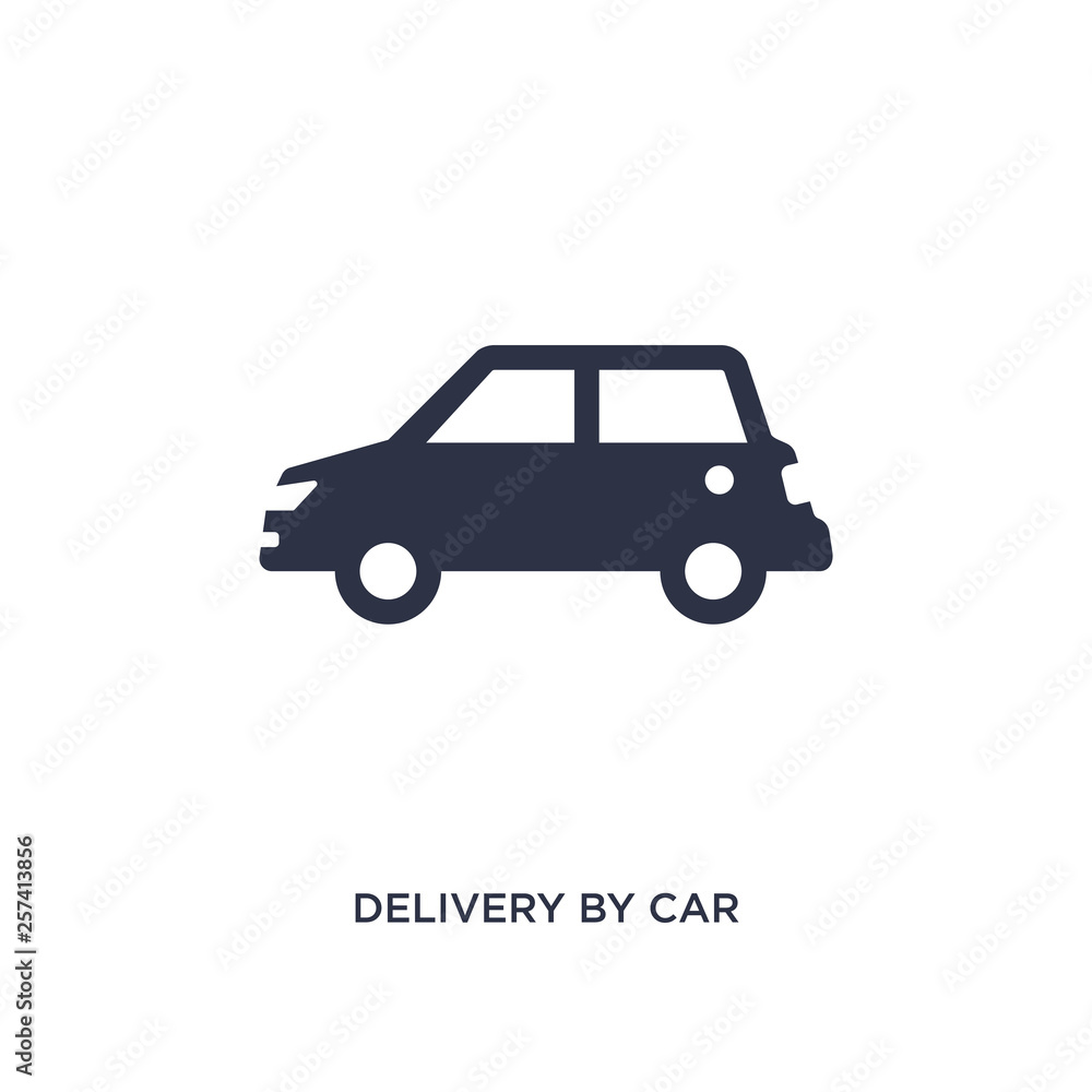 delivery by car icon on white background. Simple element illustration from delivery and logistics concept.