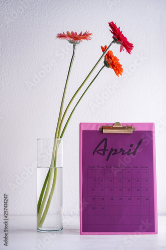Calendar with beautiful flo...