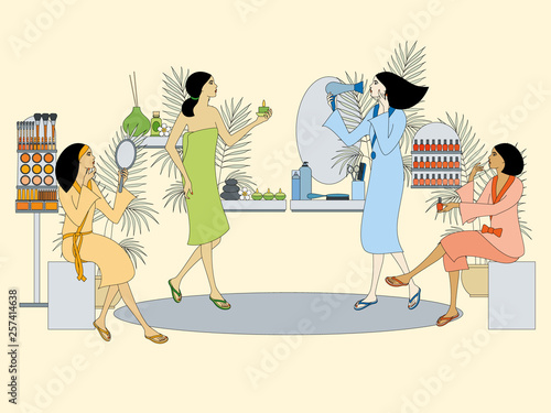 Group of women with beauty accessories