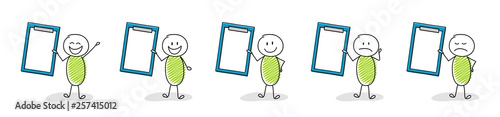 Funny stickman with empty clipboard. Vector