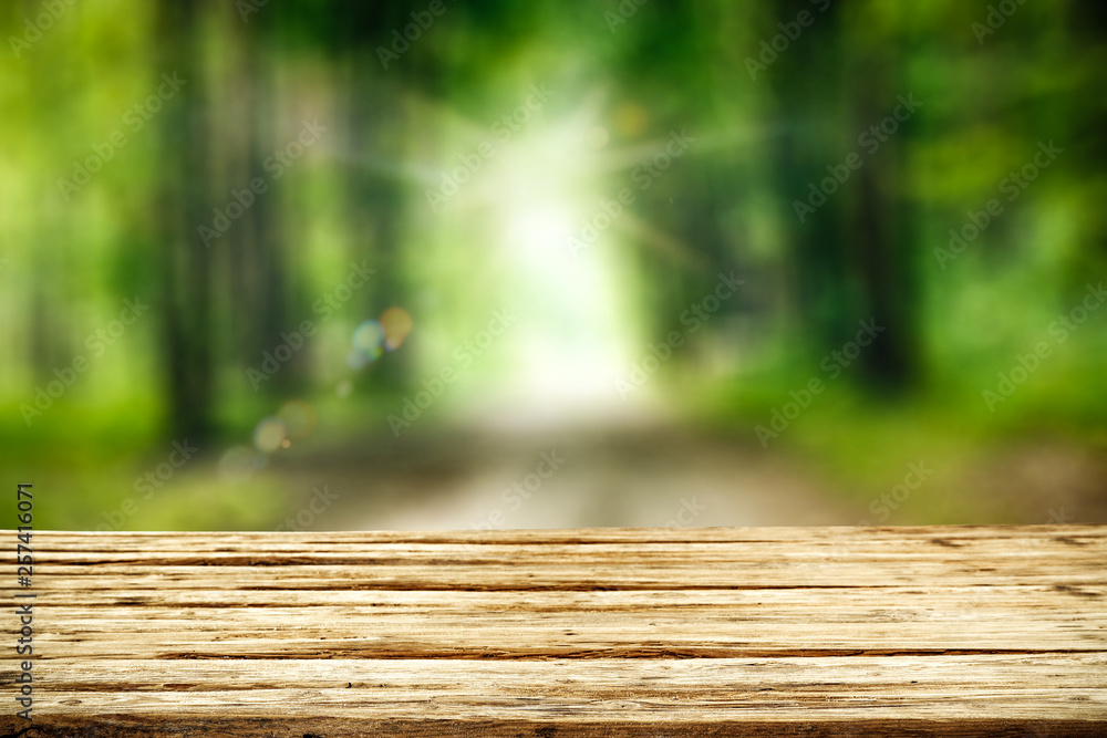 Desk of free space for your decoration and spring blurred background Desk of free space for your decoration and spring blurred background