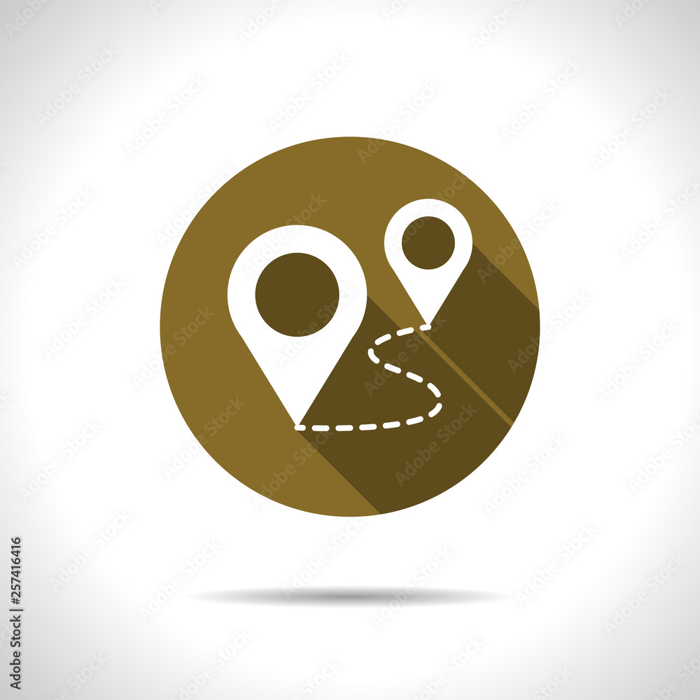 Obraz premium Route with pins illustration. Traveling vector icon