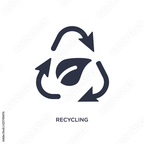 recycling icon on white background. Simple element illustration from ecology concept.