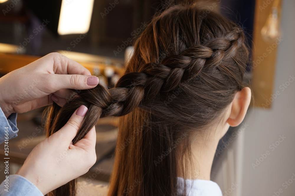 Fototapeta premium Hairdresser working with client in beauty salon