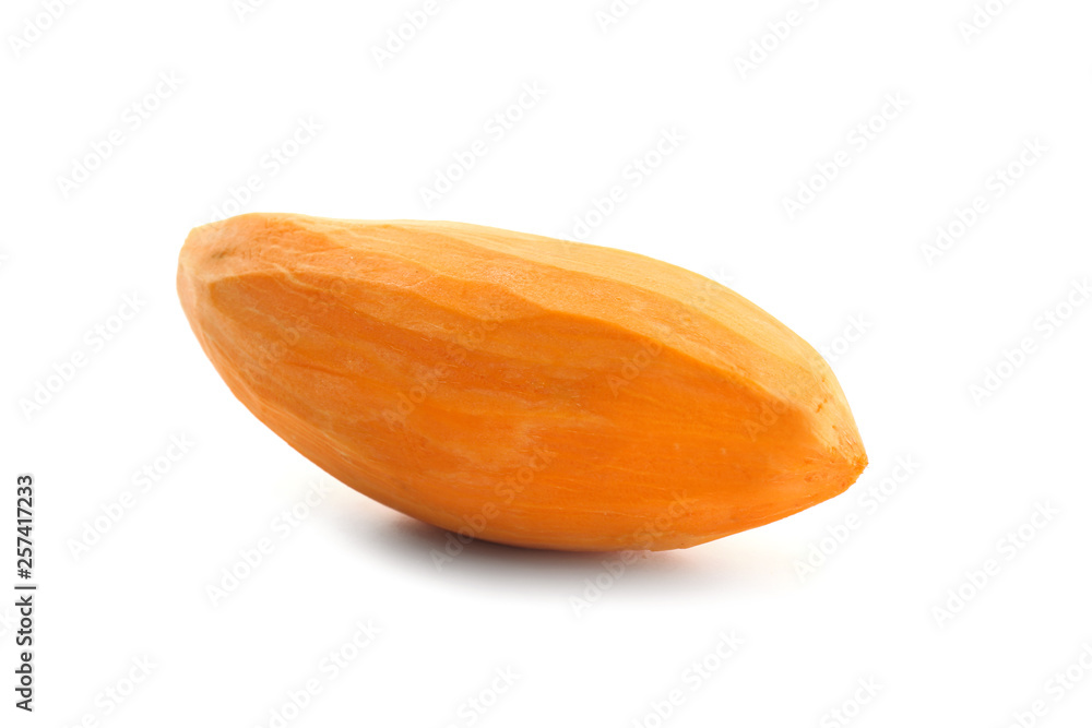 Peeled sweet potato on white background Peeled sweet potato on white background