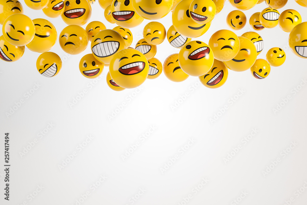 Falling emoji characters on the white background. Stock Illustration Adobe Stock