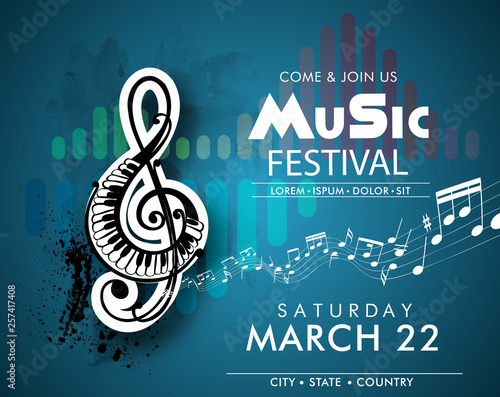Creative abstract template, banner or flyer design for Musical Party celebration.