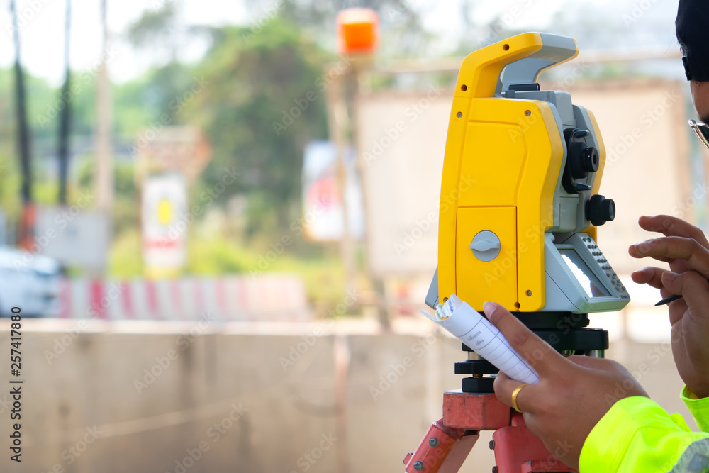 Theodolite in construction,Land surveying and construction equipment, Survey equipment in construction Theodolite in construction,Land surveying and construction equipment, Survey equipment in construction