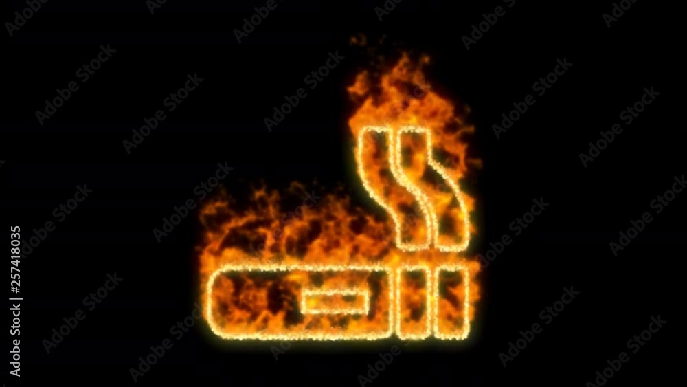 smoking symbol inflames. Then disappears. In - Out loop. Alpha channel Premultiplied - Matted with color black smoking symbol inflames. Then disappears. In - Out loop. Alpha channel Premultiplied - Matted with color black