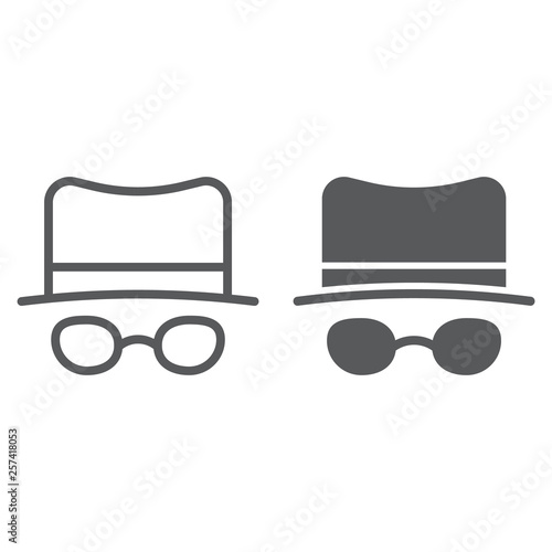Spy line and glyph icon  spyware and person  detective sign  vector graphics  a linear pattern on a white background.
