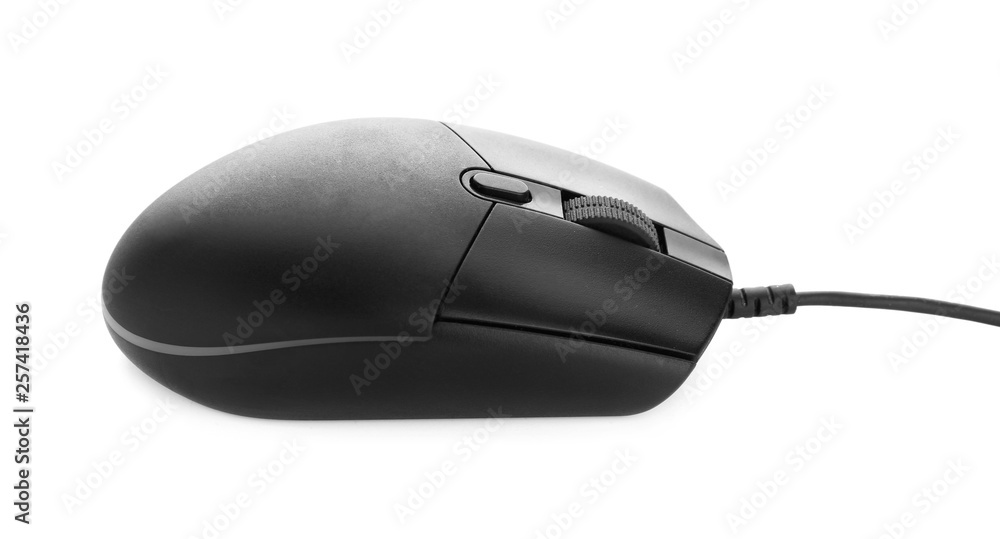Modern PC gaming mouse on white background Modern PC gaming mouse on white background
