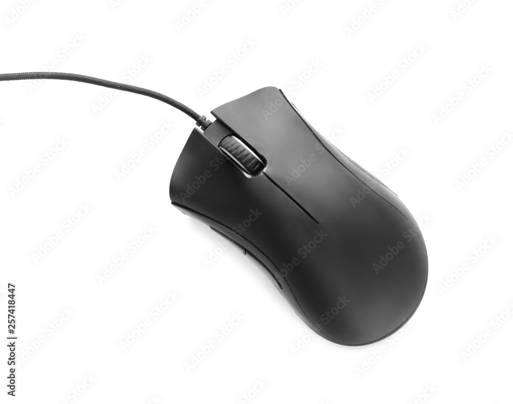 Modern PC gaming mouse on white background Modern PC gaming mouse on white background