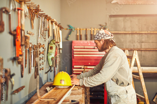 Rebuilding a garage in  a retro vintage style. photo