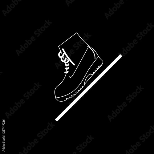 Foot on the line of 45 degrees mark - coefficient of friction of the wet surface. Used for floor tiles sign.