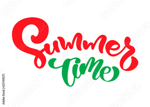 Summer time hand drawn lettering calligraphy vector text. Fun quote illustration design logo or label. Inspirational typography poster, banner