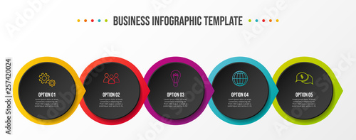 Colorful infograph with business symbols. Vector