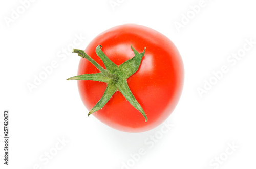 Bright red ripe tomato isolated on white background. - Image