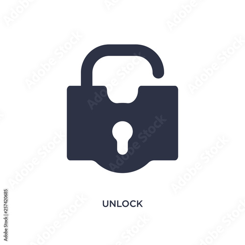 unlock icon on white background. Simple element illustration from geometry concept.