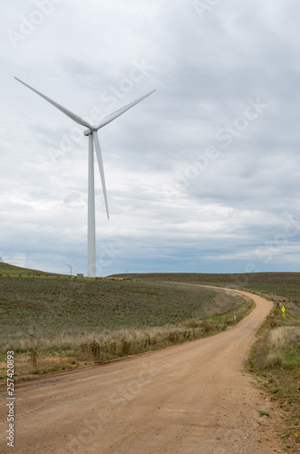 Road leading to a Wind turbine