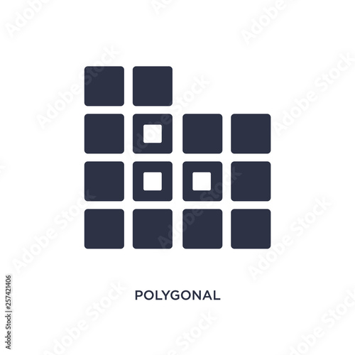polygonal buildings of small triangles icon on white background. Simple element illustration from geometry concept.