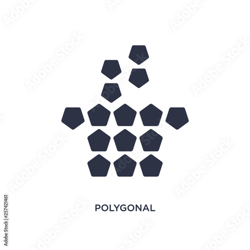 polygonal coffee cup icon on white background. Simple element illustration from geometry concept.