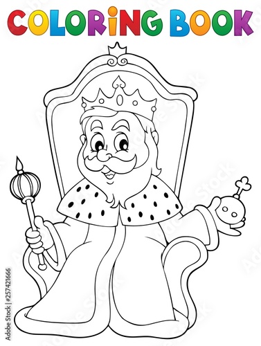Coloring book king on throne theme 1