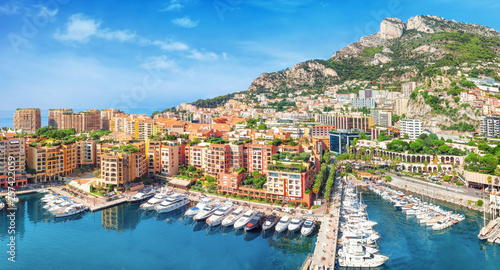 Luxury residential area Monaco-Ville with yachts  Monaco  Cote d Azur  France